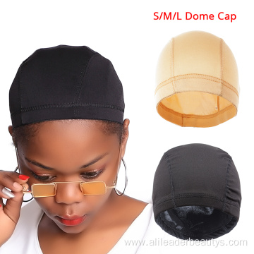 Black Wig Hats S/M/L Size Spandex Dome Cap